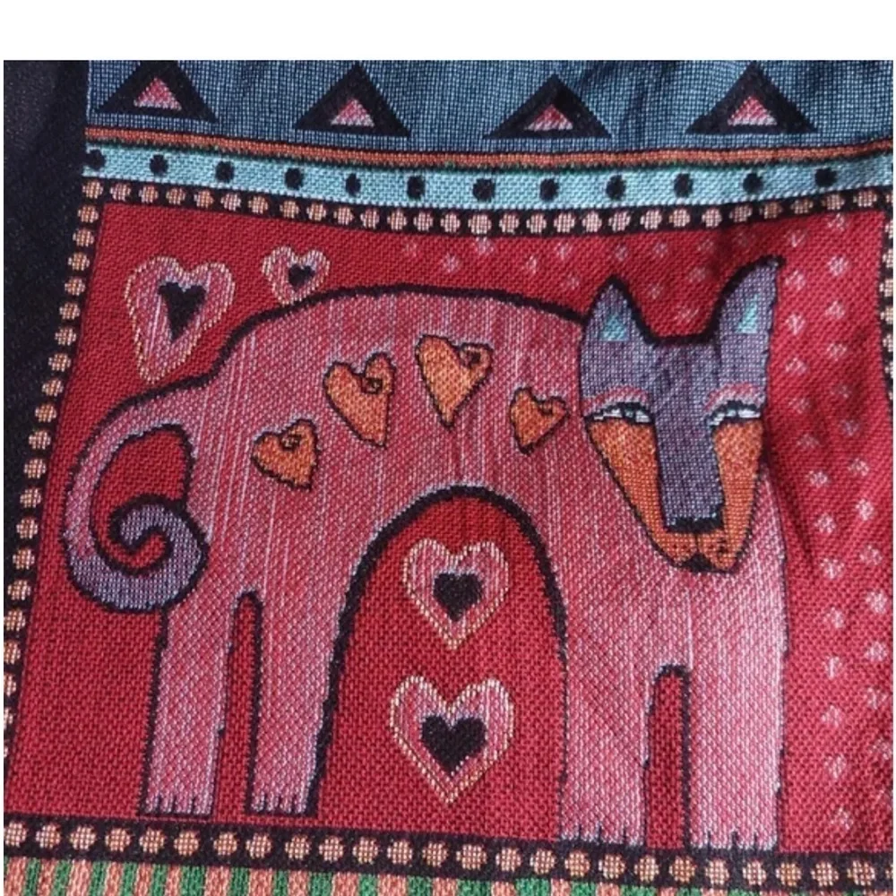 LAUREL BURCH MYTHICAL DOG TAPESTRY THROW BLANKET  60 X 50